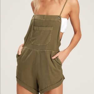 NWT! Billabong Olive Green Short Overalls